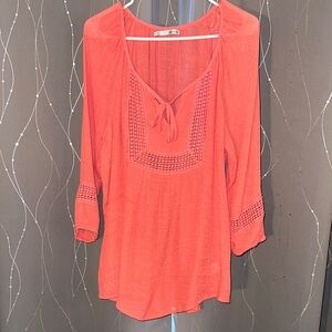 👙Maurices Women’s XL Salmon Blouse with Embroidered Accents